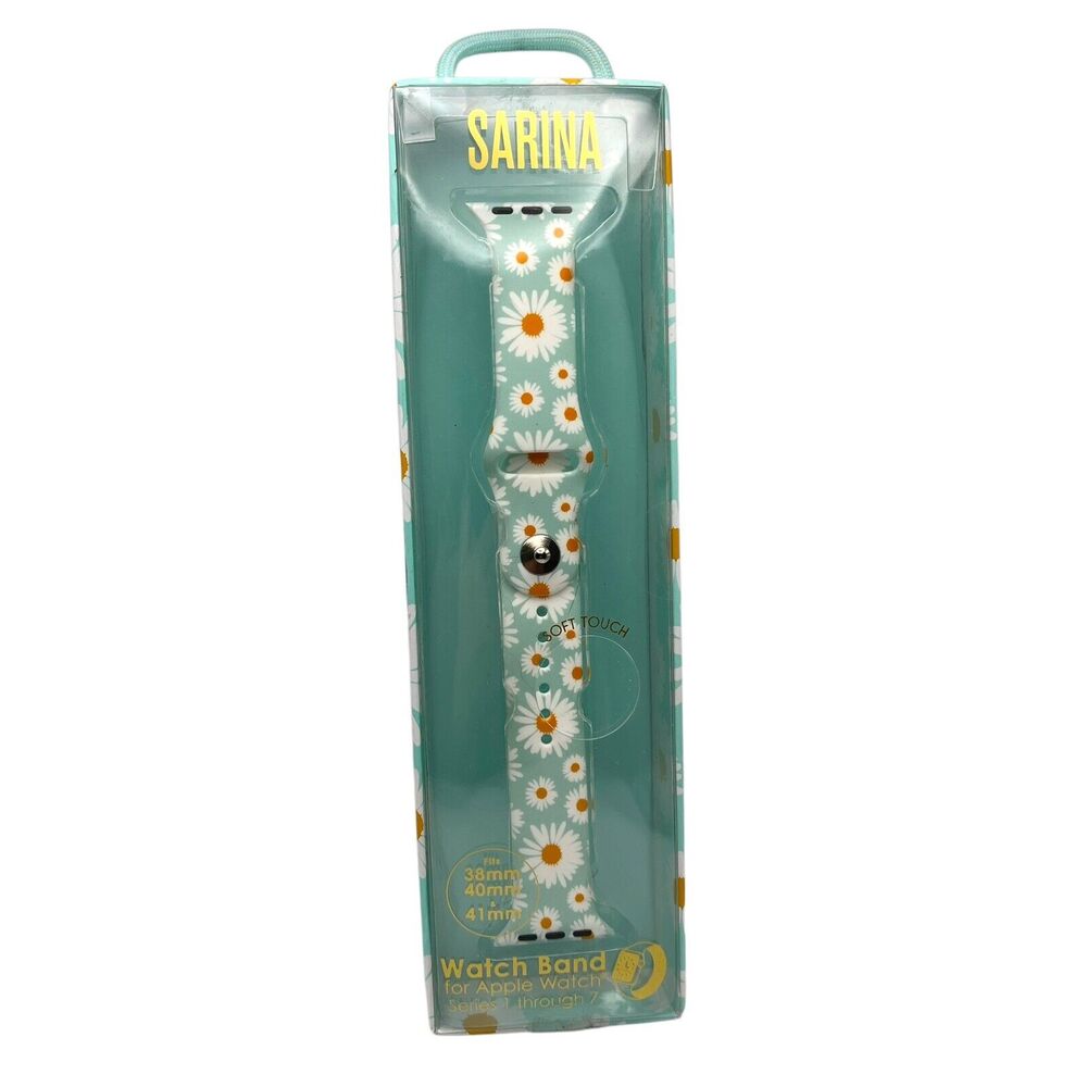 SARINA Silicone Band Daisy Green White Fits 38 mm 40 mm 41 mm For Apple Watch